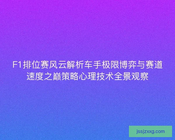 F1排位赛风云解析车手极限博弈与赛道速度之巅策略心理技术全景观察